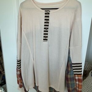 Striped and Plaid Long Sleeve Top